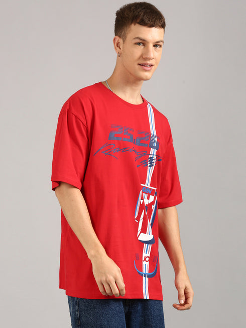 Red Oversized Printed T-shirt